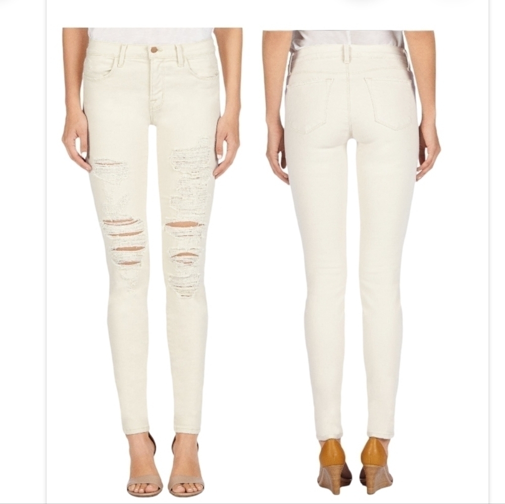 J Brand Mid Rise Super Skinny Distressed Jean in Divo Wash Size 29